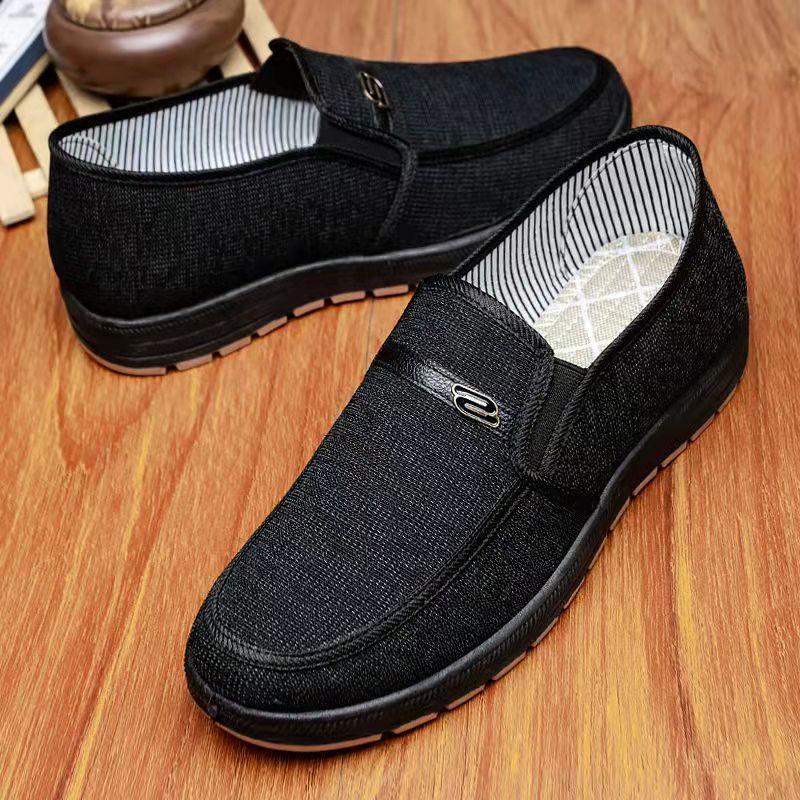 Tendon Bottom Old Beijing Cloth Shoes Men's Spring and Autumn Canvas Shoes Flat Non-slip Elderly Shoes Soft Bottom Middle-aged and Elderly Dad Shoes