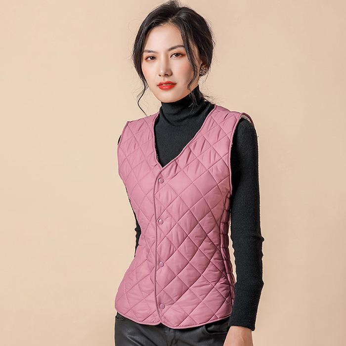 Autumn and Winter Down Cotton Imitation Lamb Cashmere Vest Women's Short Lightweight Waistcoat Warm Vest Plus Velvet Thickening Liner for Bottoming