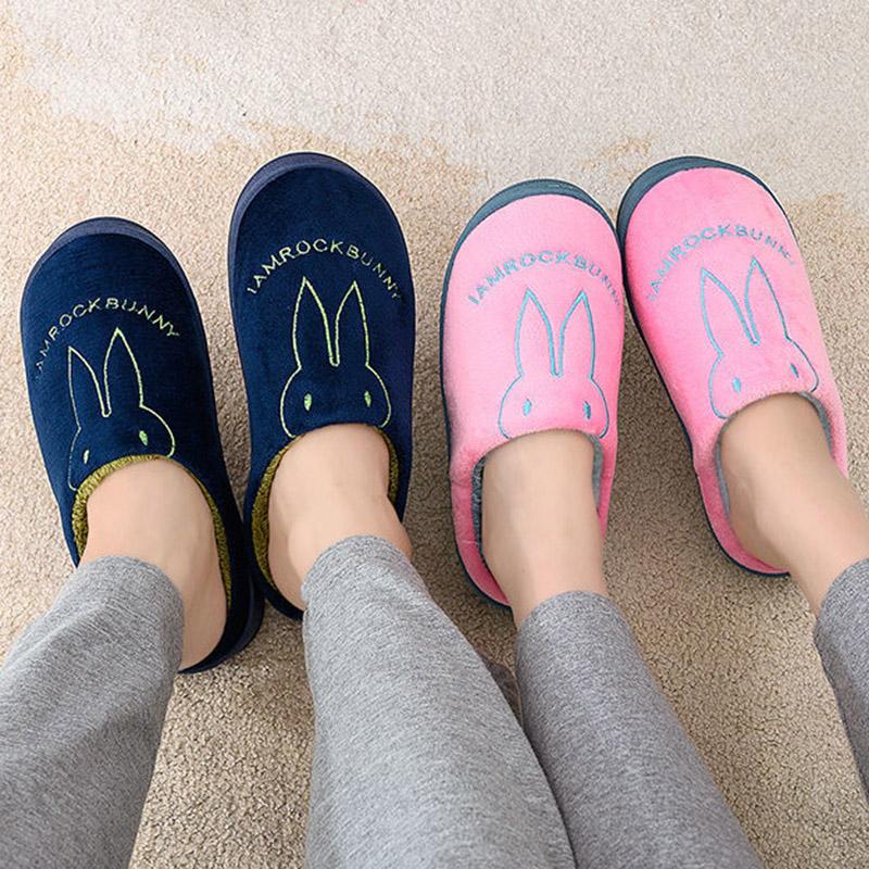 Autumn and Winter Cotton Slippers Thick Bottom Non-slip Home Plus Velvet Warm Men's and Women's Home Slippers