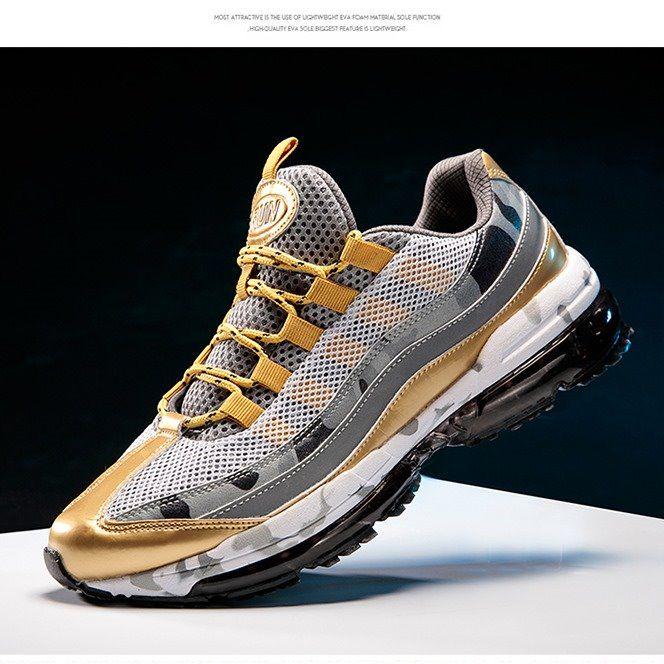 Men's Shoes Plus Size Full Palm Cushion Shoes Men's Casual Sports Shoes Mesh Breathable Running Shoes