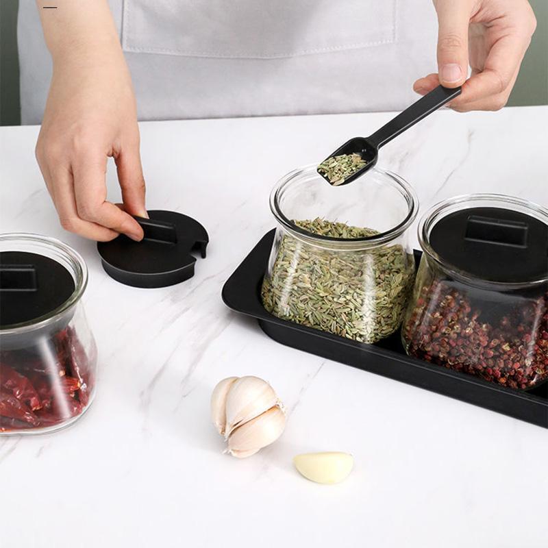 Kitchen Household Jar Seasoning Salt Shaker Seasoning Combination Set Seasoning Storage Glass Oil Pot