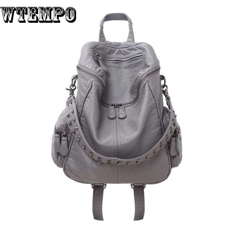 Backpack Lightweight Spacious Casual Daypacks Soft PU Leather  Bag For Women Female Girls Ladies