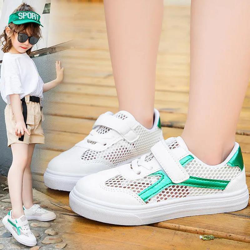 Children's Net Shoes Spring and Summer Boys White Shoes Girls Board Shoes Breathable Soft Sole Sports Hollow Casual Shoes