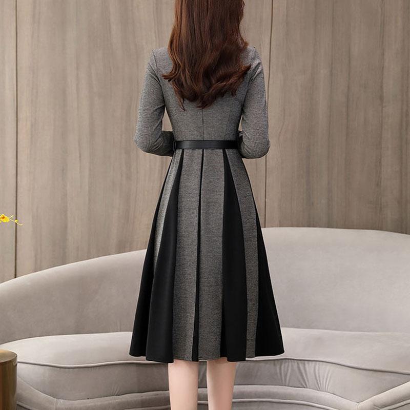 Spring and Autumn Noble Temperament Sweater Mid-length Fashion Simple Dress Round Neck Pullover Women's Base Dress