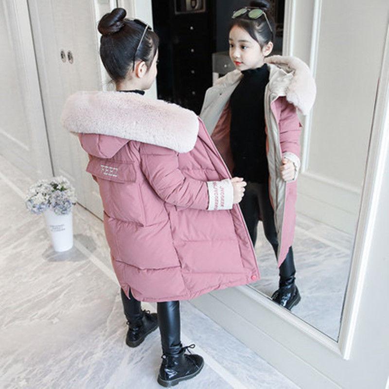 Girls Mid-length Warm Cotton Coat Winter Korean Style Padded Jacket Children's Thick Windproof Cotton Clothing