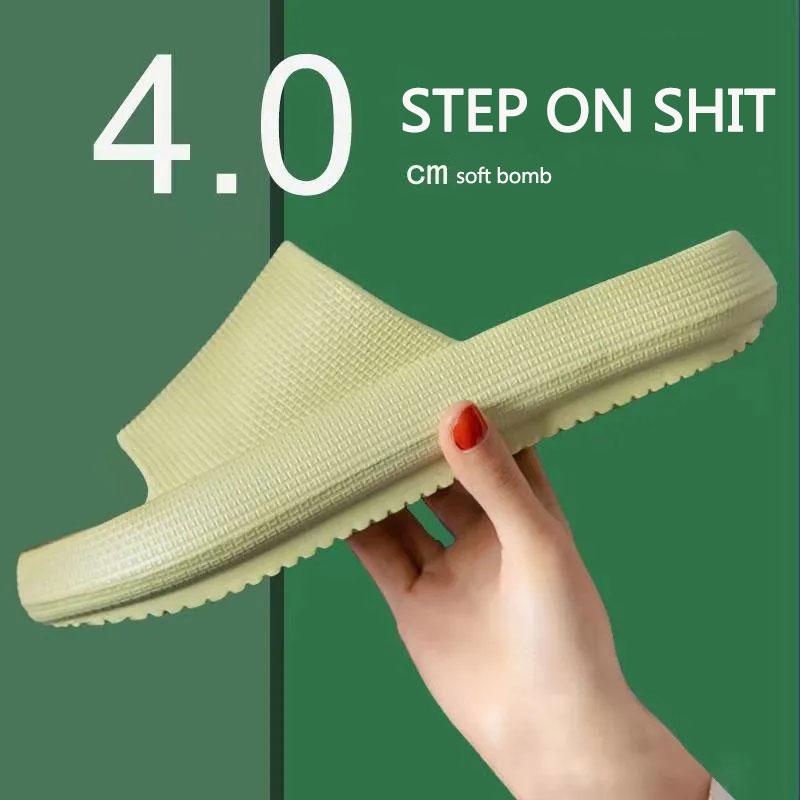 Step on Shit Thick Bottom Sandals and Slippers Couples Deodorant Soft Bottom Slippers Men's Summer Home Beach Shoes Ladies Non-slip Bath Flip-flops