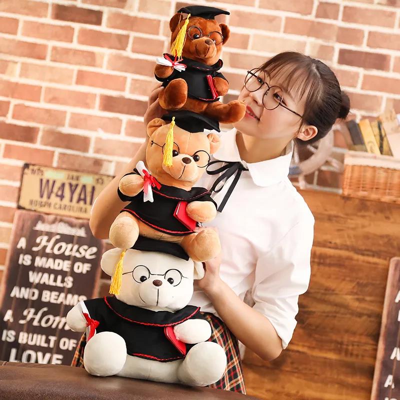 Lovely Glasses Graduation Bear Plush Doll Wearing Doctorial Hat Dr. Bear Cub Plush Toy Little Bear Plush Toy Gifts