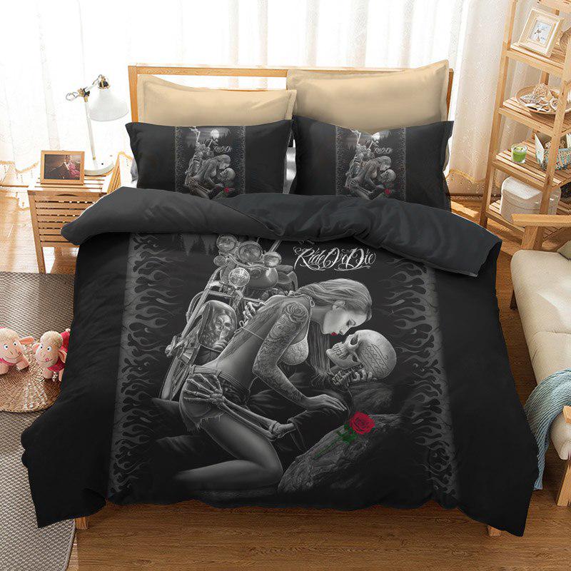 2 /3pcs 3d Ride Die Bedding Set Halley Motorcycle Duvet Cover Soft Queen/king/full/twin Size Bedspread