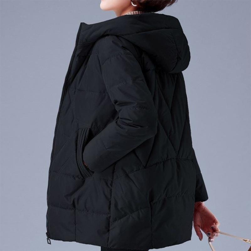 Women's Mid-length Down Jacket Winter Korean Loose Cotton Clothes Casual Hooded Padded Jacket