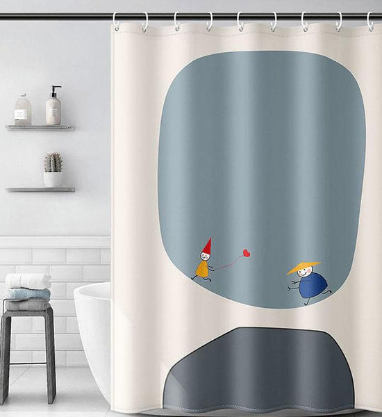 Modern Minimalist Bathroom Shower Curtain Toilet Waterproof and Mildew Shower Curtain Hanging Curtain Thickened Partition Curtain Free Perforation