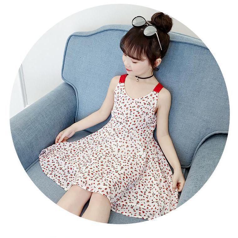 Children Dress Spring Summer Sling Kids Clothing  Baby Girls Clothing Printing Sleeveless Dress Girl