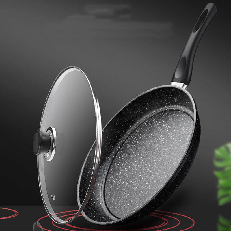 Maifan Stone Frying Pan Non-stick Pan Household Frying Pan Without Oily Fume Pancake Pan Induction Cooker Pan with Cover