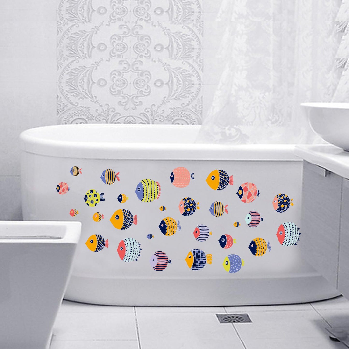 Cartoon sea animal stickers wall stickers wardrobe tile stickers small fish