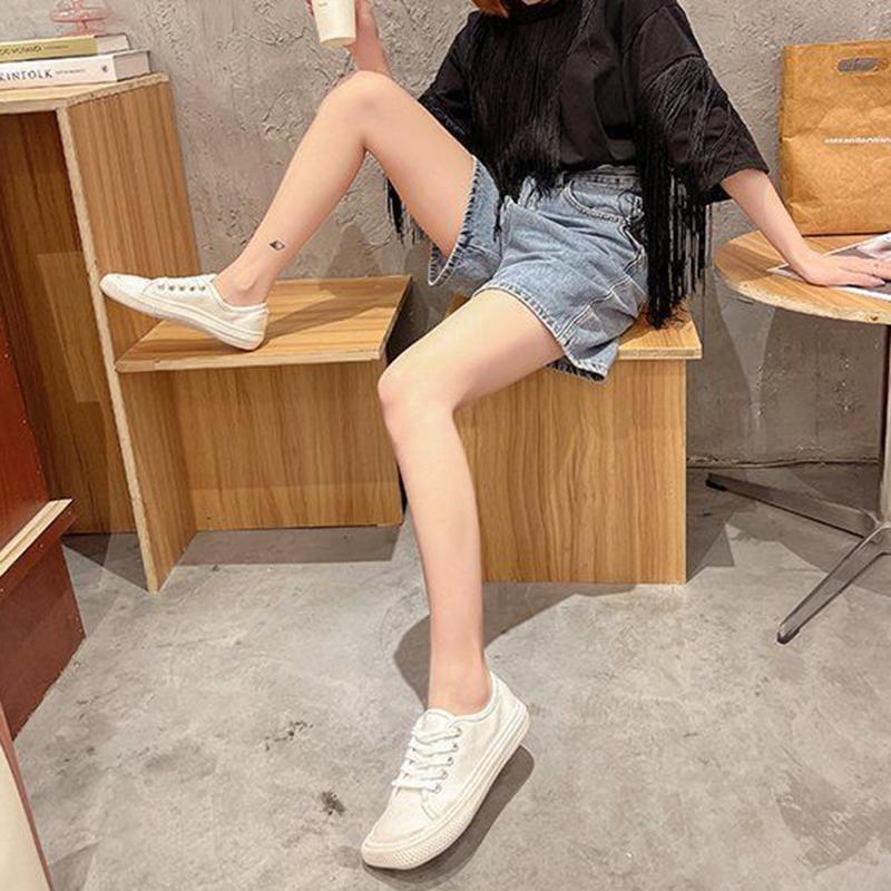 Canvas Shoes Female Students Korean Version of Mango Head Spring Leopard Print Flat Bottom All-match Casual Shoes White Shoes