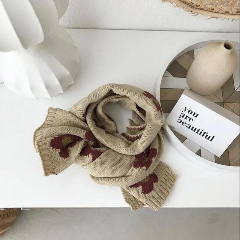 Autumn and Winter Korean Retro Printing Knitted Wool Scarf Thick Warm Long Scarf Shawl