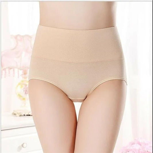 3-pack of Pure Cotton Large Size High-waisted Women's Panties, Abdomen, Buttocks, Antibacterial and Breathable Briefs