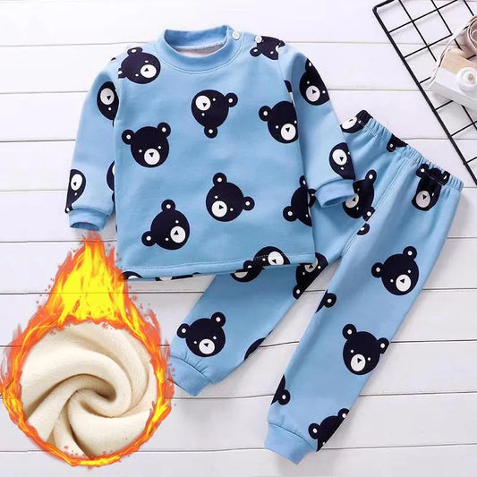 Children's Thermal Underwear Suit Baby Fleece Autumn Clothes Long Pants Boys Thermal Clothes Girls Pajamas Baby Clothes Winter