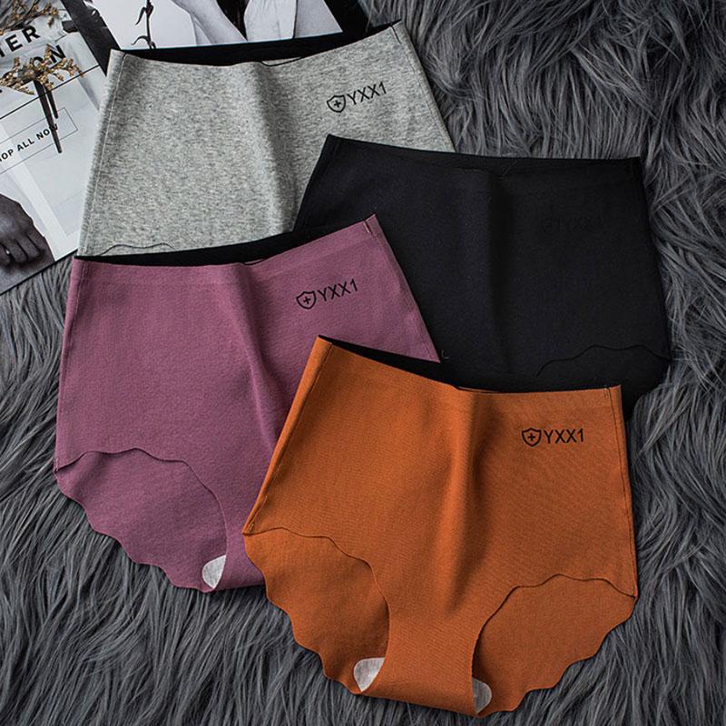 4PCS Plus Size Ladies Sexy Briefs Pure Cotton Antibacterial Panties High Waist Seamless Adult Abdominal Hip Lift Seamless Panties for Ladies