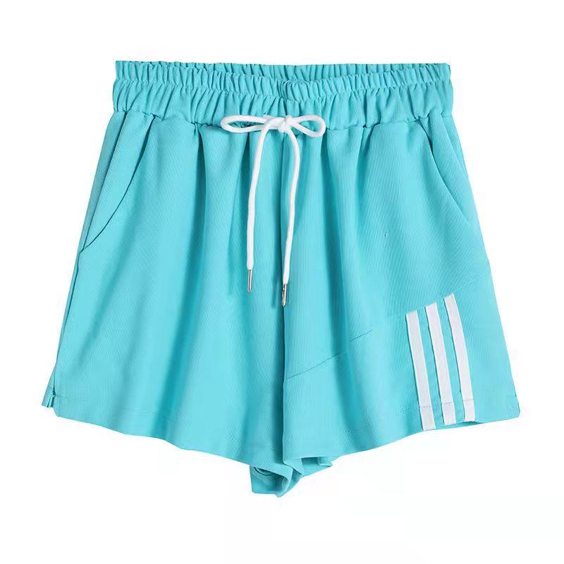 2PCS Female Sports Suit Student Ins Summer Loose Short-sleeved + Casual Striped Shorts Two-piece Set Athletic Clothing Sets Girl's Short Suit