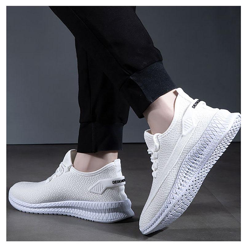 Men's White Shoes Summer Deodorant Breathable Non-slip Wear-resistant Soft Sole Shallow Mouth Casual Net Shoes