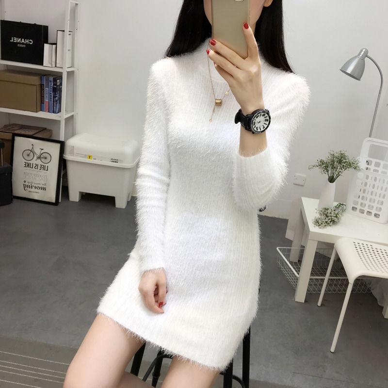 Autumn and Winter Mid-length Sweater Fashion Loose Bottoming Shirt Knitted Slim Dress