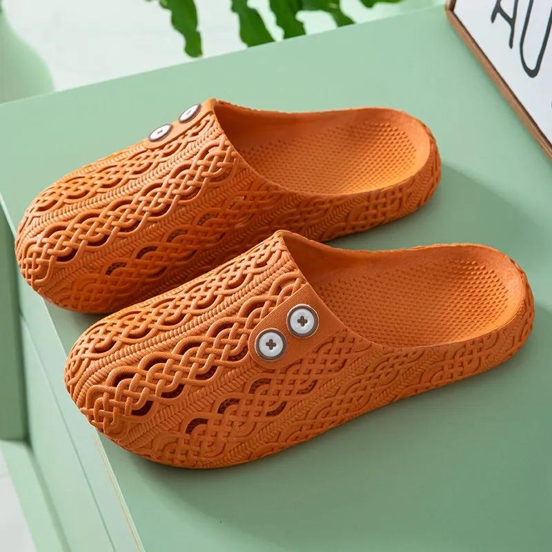 Women's Hole Toe Shoes Cute Non-slip Beach Sandals Girls Summer Outside The Bathroom Home Thick Bottom Stepping on Shit Slippers