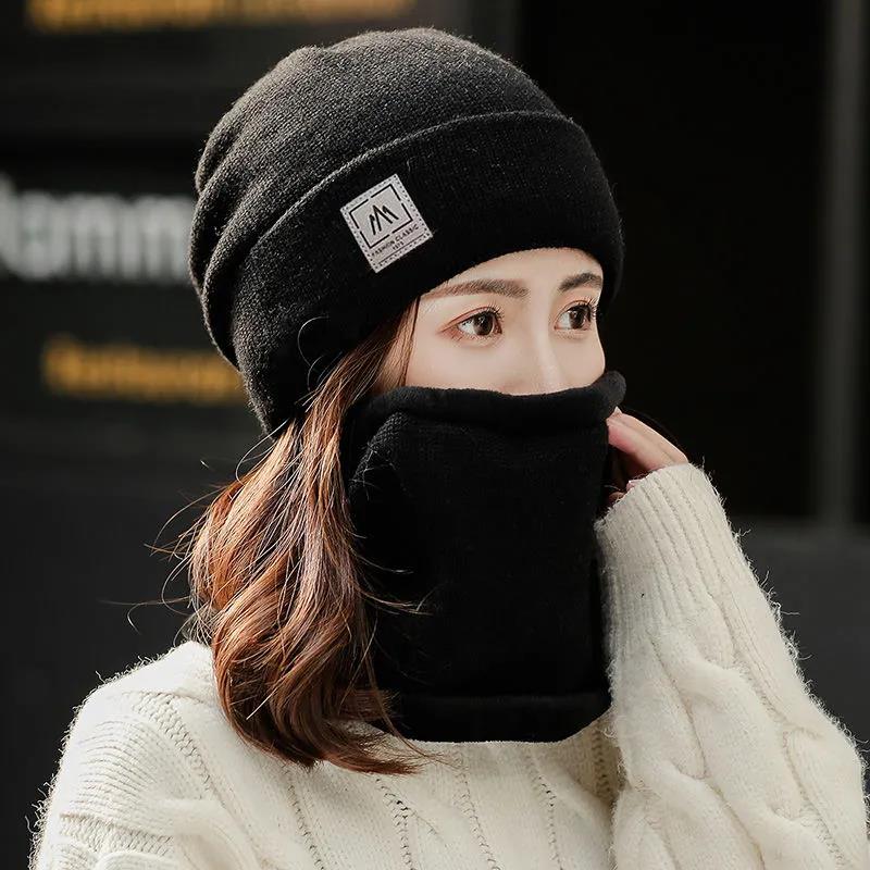 Women Winter Knitted Hat Ear Protection Woolen Cap Warm and Versatile Winter Cycling Cap