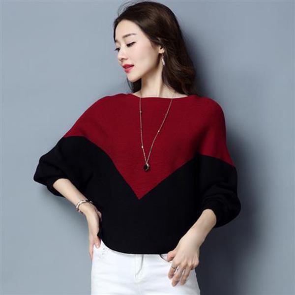 Autumn and Winter Fashion Bawting Top One-neck Bottoming Pullover Sweater Women Loose All-match Sweater