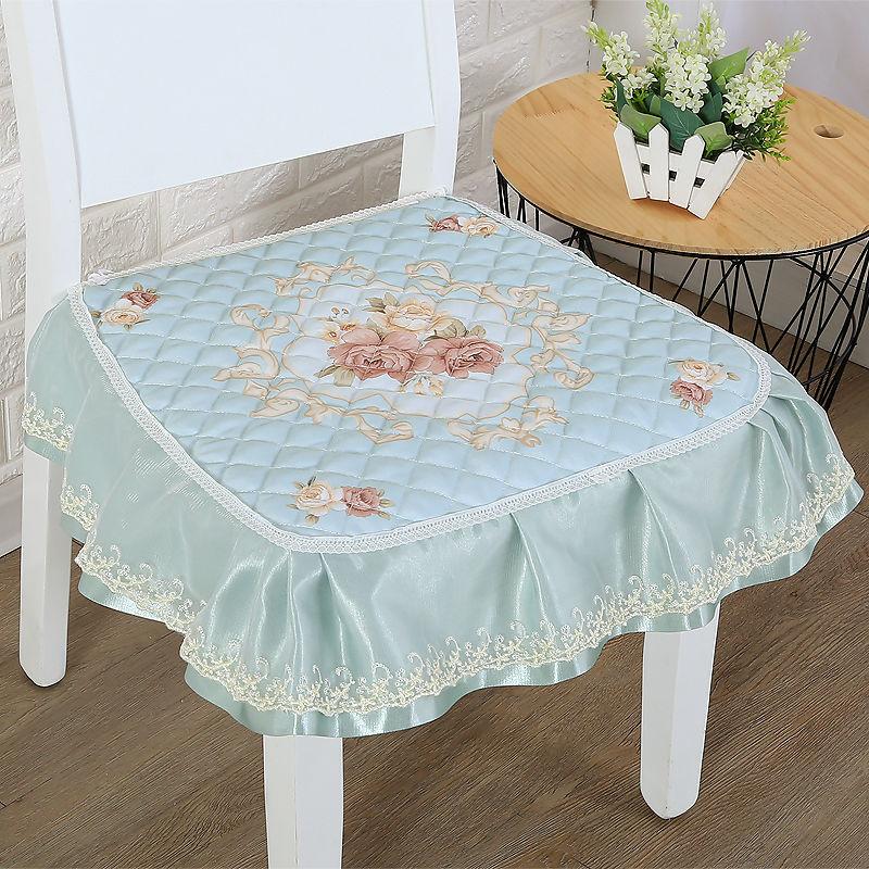 Non-slip Dining Chair Cushion Stool Seat Cushion with Straps Four Seasons Universal Chair Cushion Printed Lace Trim Modern Style