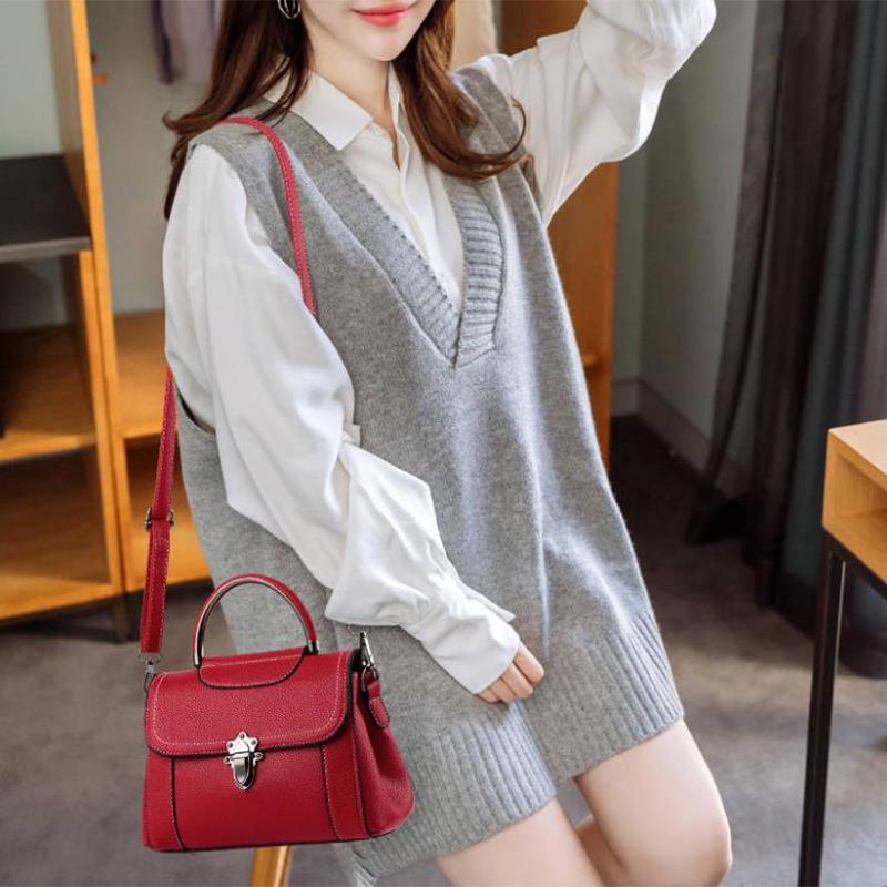 Simple Messenger Bag Women Leather Waterproof Anti-theft Large Capacity Square Handbag Shoulder Bag