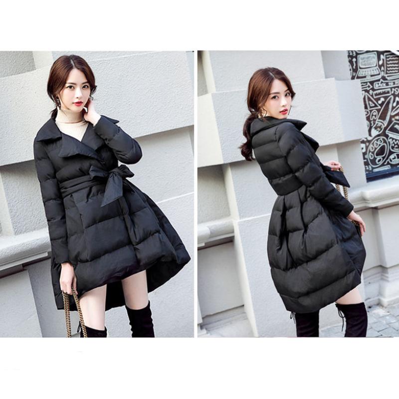 Women's Solid Color Down Jacket Mid-length Down Jacket Winter Korean Style Loose Coat Warm Stand-collar Down Jacket