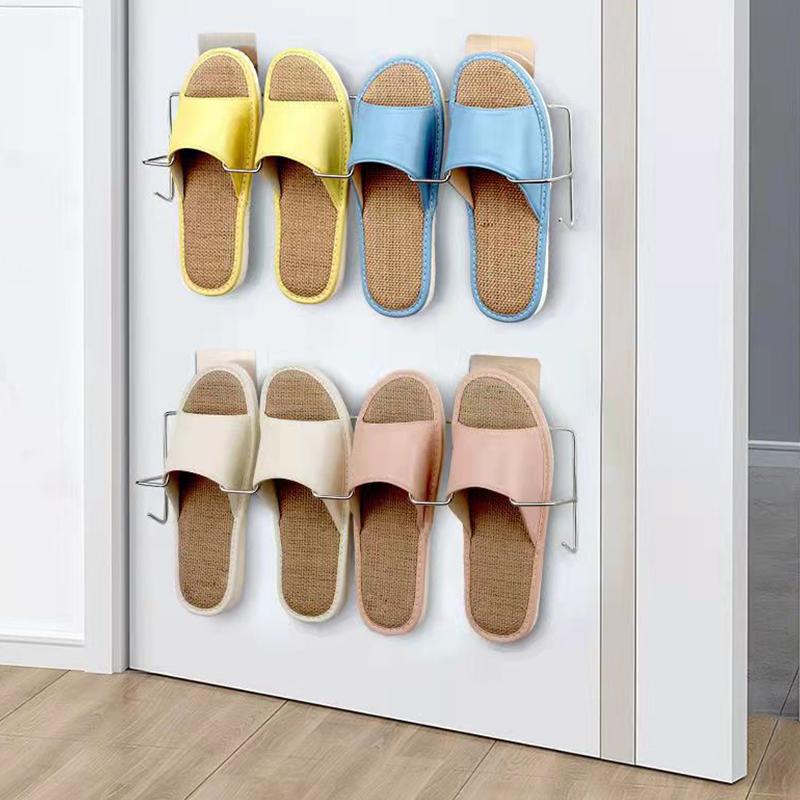 Bathroom Slippers Shelf Toilet Wall Hanging Drain Stainless Steel Free Punching Toilet Rack Hook Storage Shelf Home Organizer Shoe Rack