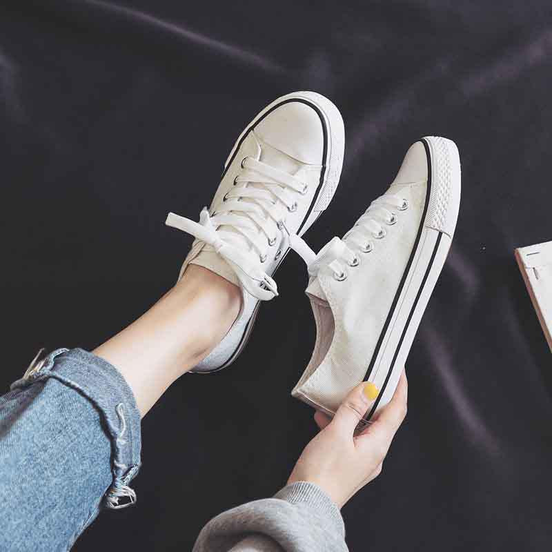 Women Ins Low-top Canvas Shoes Wild Flat Shoes Non-slip Deodorant Breathable Casual Shoes Sneakers