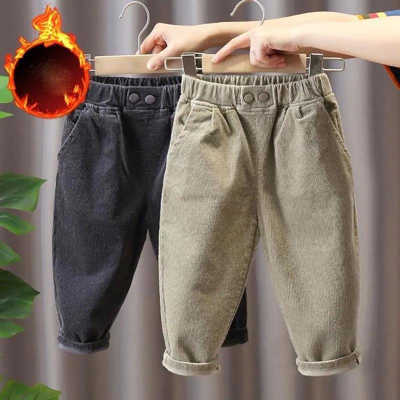 Boys' Pants Autumn Winter Baby's Autumn Boys' Pants Children's Handsome Corduroy Casual Pants Plush Pants