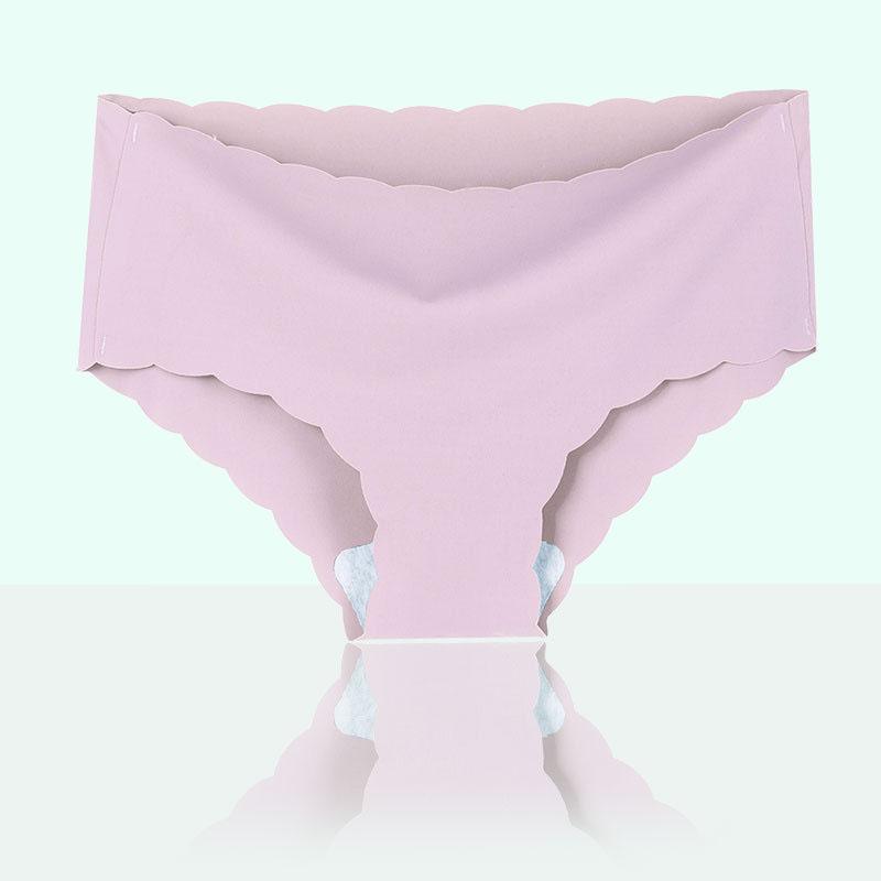 Ice Silk Seamless Underpants Women's Mid Waist Cotton Knickers Wave Pattern Hip Lift Plus Size Briefs