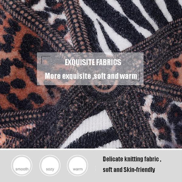 Autumn Winter Leopard Print Cashmere Sweaters Women Artificial Mink Wool Sweaters Fashionable Loose Warmth Jumper Outwear