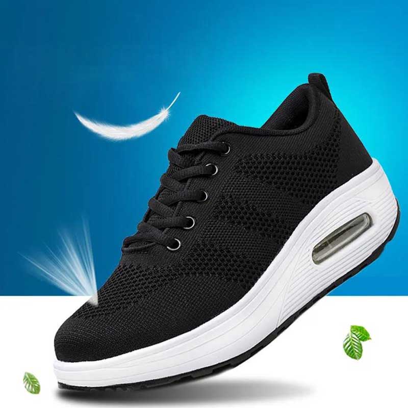 Spring and Summer Casual Shoes Women's Soft-soled Flying Woven Sneakers Fashion Breathable Rocking Shoes