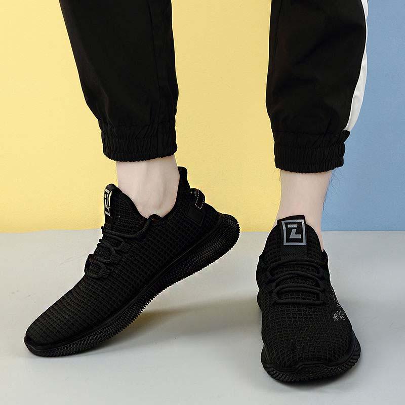 Plus Size 38-44 Summer Men Flying Woven Mesh Sneakers Comfortable Breathable Running Basketball Shoes Casual Shockproof Non-slip Shoes