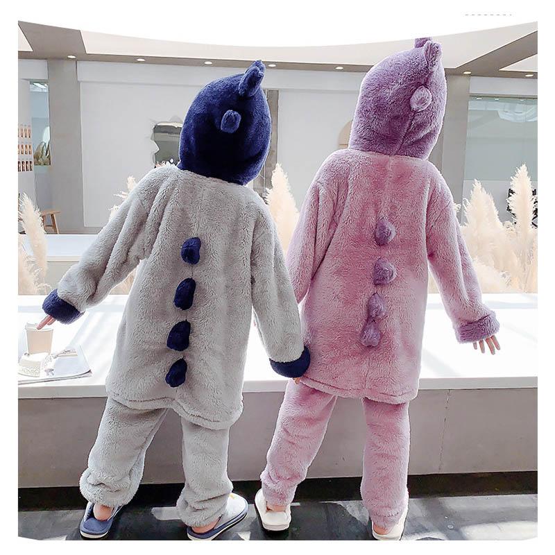 Children's Fannel Pajamas Sets Autumn and Winter Thickened Warm Girls' Homewear Clothes Cartoon Dinosuar Toddler Boy's Pajamas