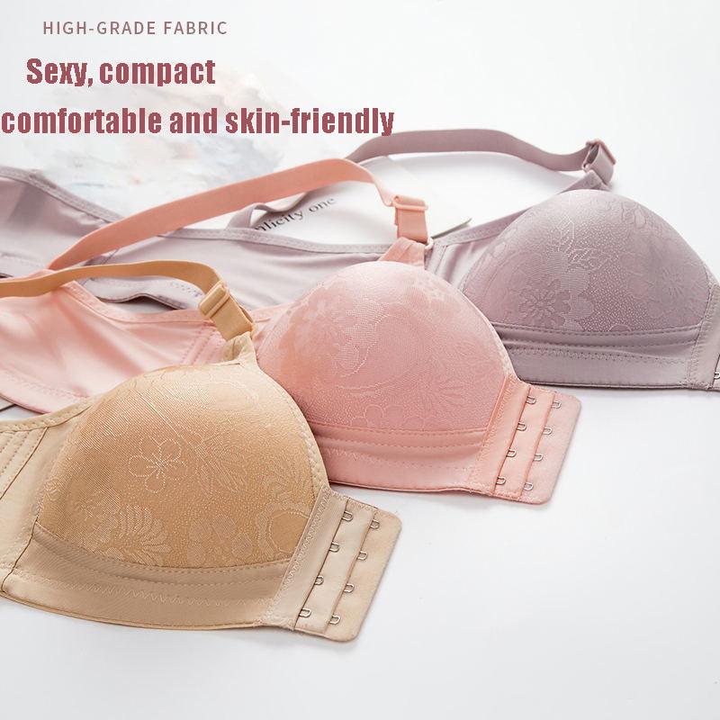 Sexy Plus Size Front Closure Bra Moisture-absorbent Breathable Gather Push Up Adjustable Bra Wireless Comfortable Brassiere