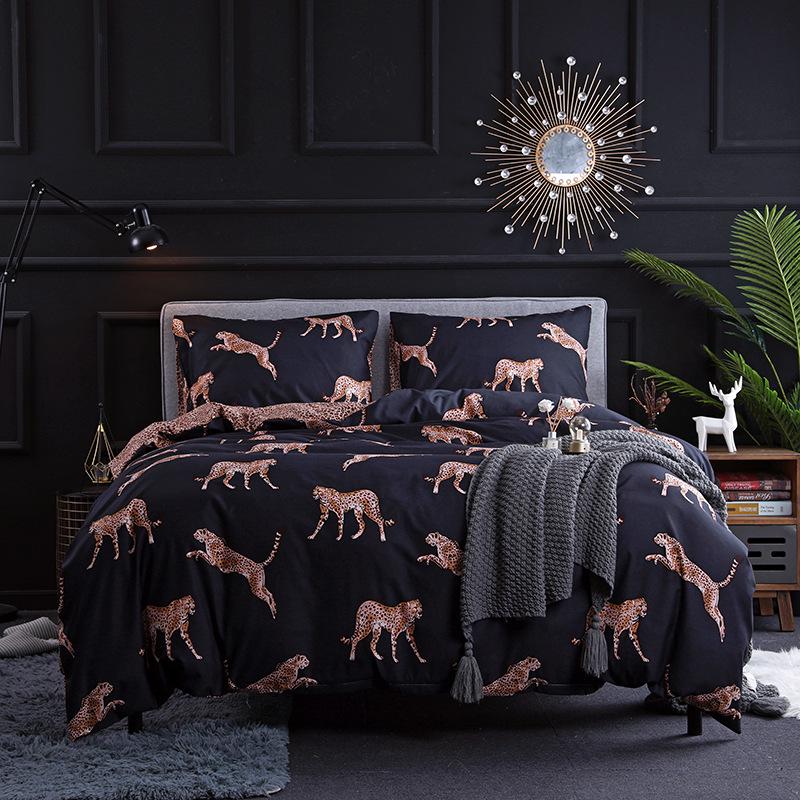 Quality Bedding Set Modern European Style Bed Linen Pillowcase and Plant Pattern Duvet Cover