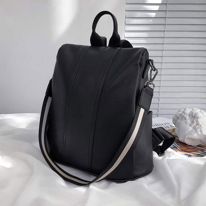 Leather Backpack Women Zipper Anti-theft Waterproof Student Computer Bag Outdoor Sports Travel Bags