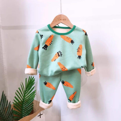 Children's Thermal Underwear Suit Baby Fleece Autumn Clothes Long Pants Boys Thermal Clothes Girls Pajamas Baby Clothes Winter