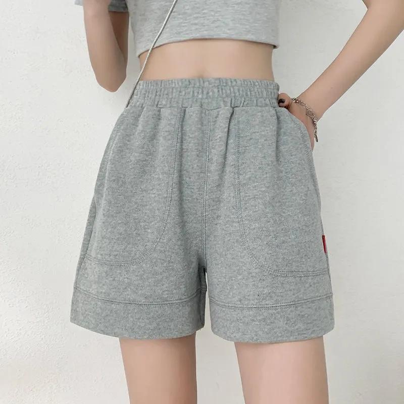 Women's Cotton Shorts Summer Casual Loose Sports Korean Students Elastic Waist A-line Wide Legs Wear Thin Ins Cute Girl Fitness Jogging Pants