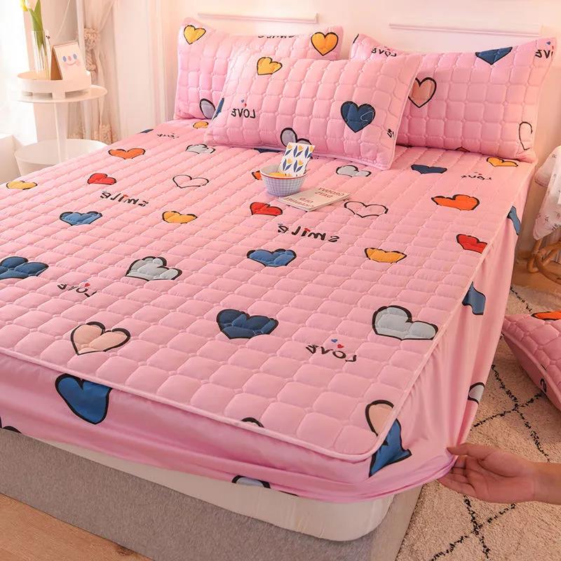 Breathable Bed Sheet Bedspread One-piece Non-slip Fixed Mattress Cover Thick Quilted Dust-proof Bedspread Cover Protective Cover