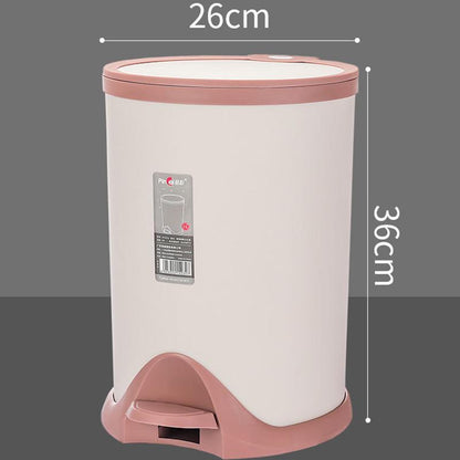 Household Trash Can with Lid Kitchen Bathroom Living Room Trash Can Air Pressure Drop Deodorant Pedal Type