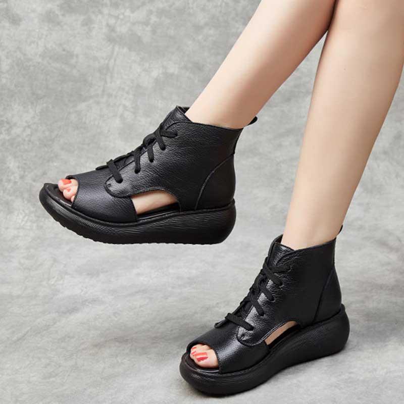 Plus Size 35-40 Summer Women Outdoor Rome High Heels Flat Bohemian Beach Shoes Non-slip Office Lady Sandals