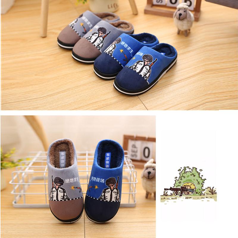 Winter Boys Cotton Slippers Boy Slippers 10-12-16 Year Old Student Hairy Slippers