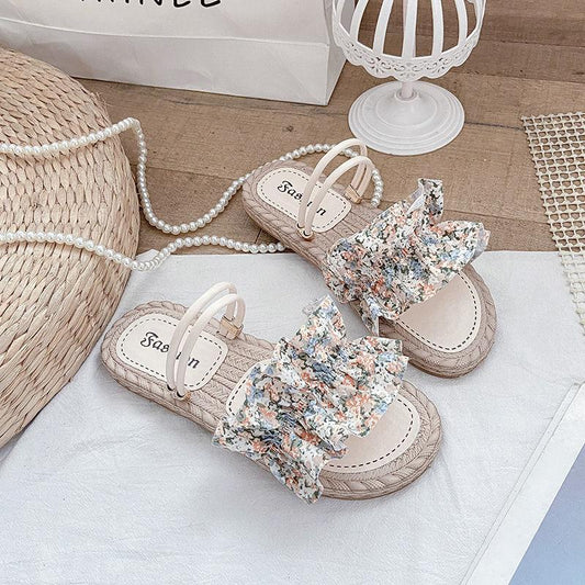 Flower Two-wear Sandals  Slippers  Women's Outer Wear Summer Fashion Comfortable  Breathable All-match Beach Shoes