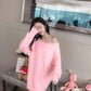 Autumn and Winter Mohair Sweater Mid-length Loose Bag Hip Dress Round Neck Pullover Knit Bottoming Shirt